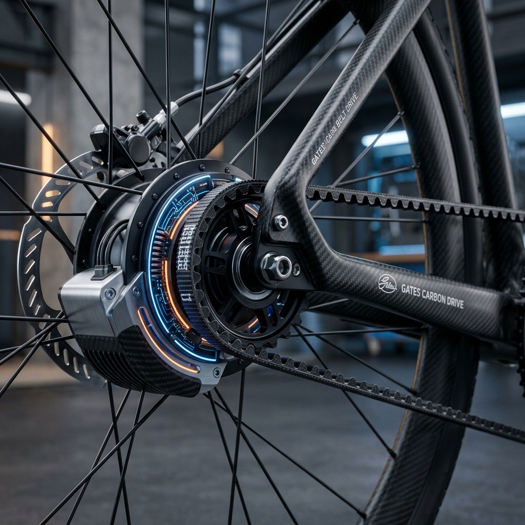 Detalle de la transmisión y componentes premium de la bicicleta GW